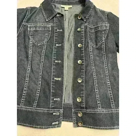 Coldwater Creek Size 10P Denim Button-Front Short-Sleeve Jacket Blue-NWT - Picture 3 of 6
